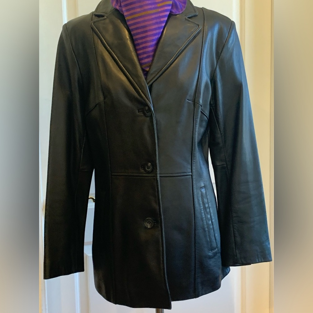 Kenneth Cole Reaction Women's Black Leather Jacket.  Sz Small